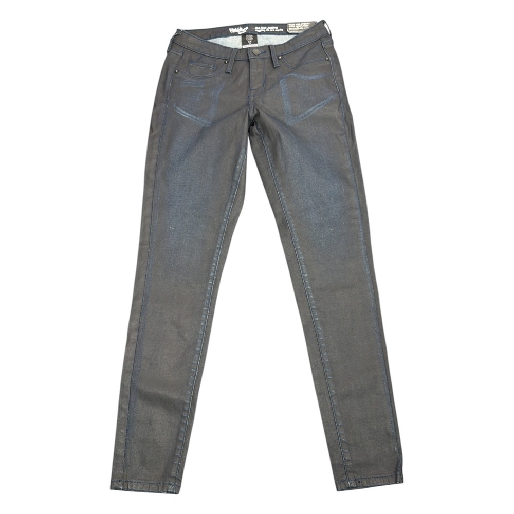 Mossimo Denim Womens Mid-Rise Jegging Coated Gray Stretch Skinny Pants 0/25R